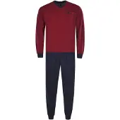 Hajo Pyjama lang navy / rood / knalrood