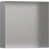 Hansgrohe Wandniche XTRASTORIS, minimalistisch design, open. Afmetingen: 300x300x100mm. Optiek: 300 x 300 x 100 mm, roestvrijstalen look