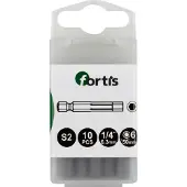 Fortis HEX Bit 6x50mm 1/4" DIN3126 - 10 Stuks