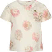 Le Chic gebloemde T-shirt wit Meisjes Polyamide Ronde hals Bloemen - maat 110