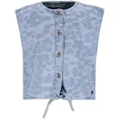 Like Flo gilet met panterprint light blue denim Blauw Meisjes Katoen Button down - maat 158/164