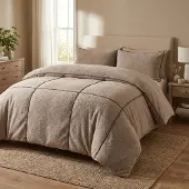 Sleeptime Dekbedovertrek Teddy Trim - Taupe 200 x 200/220 cm