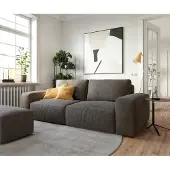 DELIFE Big-sofa Lanzo 230x95 cm microvezel khakibruin met hocker