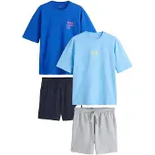 Next Pyjama kort blauw / navy / lichtblauw / grijs