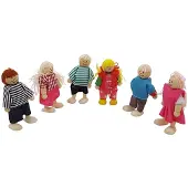 Playwood Poppenhuis buigpoppetjes, vader, moeder, 4 kinderen
