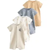 Next Rompertje/body beige gemêleerd / blauw gemêleerd / bruin gemêleerd / wit