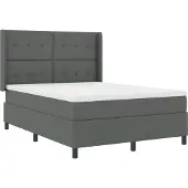 vidaXL LED Box Spring Bed met hoofdeinde Donkergrijs 140 x 190 cm Stof