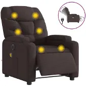 vidaXL Massagestoel elektrisch verstelbaar stof donkerbruin