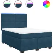 vidaXL Boxspring met matras fluweel blauw 140x200 cm