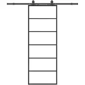 vidaXL Schuifdeur met beslagset 76x205 cm ESG glas zwart