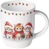 Ambiente Mok 0,2L Funny Kittens Wit wit Aardewerk Beker