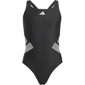 Adidas Sportieve badmode 'Logo C-back Swimsuit' grijs / zwart / wit