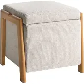 Beliani EDLAND - Poef met opbergruimte - Lichtbeige - Polyester
