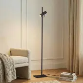 LUCANDE Vloerlamp Lysias, zwart, Woon-/ Eetkamer, metaal, Modern, vloerlamp