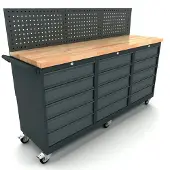 Kippers Rijssen Verrijdbare werkbank 3x 5 laden kast incl. gereedschapswand