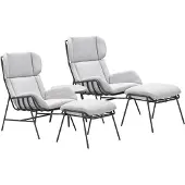 Garden Impressions Fresno loungestoelen donker grijs - Lucas bijzettafel Ø50 cm