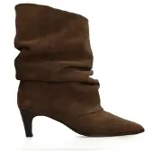 Manfield Bruine suède slouchy enkellaarsjes met hak | Maat 38