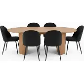 Ebuy24 Kyoto eethoek eettafel 100x210cm natuur, 6 stoelen velours zwart.