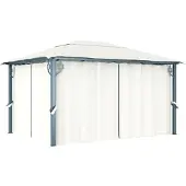 Syfax Prieel met gordijn 400x300 cm aluminium crème