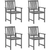 Syfax Tuinstoelen 4 st met kussens massief acaciahout grijs