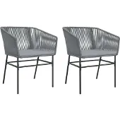 vidaXL Tuinstoelen 2 st met kussens poly rattan grijs