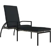 Syfax Ligbed met voetensteun polyetheen rattan grijs