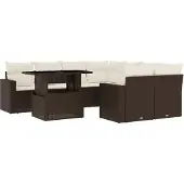 vidaXL 9-delige Loungeset met kussens poly rattan bruin
