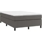 vidaXL Boxspring met matras kunstleer grijs 120x190 cm