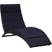 Syfax Ligbed met kussen poly rattan zwart