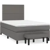 vidaXL Boxspring met matras kunstleer grijs 120x190 cm