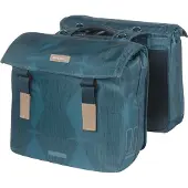 Basil Elegance Dubbele Fietstas 40-49L Estate Blue Waterafstotend Gerecycled PET Met MIK Adapterplaat Duurzaam & Stijlvol