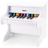 Woet Houten Speelgoed Piano - Speelgoedinstrument - Wit - Inclusief Muziekboekje en Toonlader - Vanaf 3 jaar - Speelpiano voor Kinderen