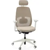 Hjh OFFICE Ergonomische bureaustoel Skandis Pro met hoofdsteun beige / wit frame