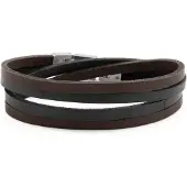 Lucleon Donkerkleurige Roy Dubbele Wikkelarmband met Staal