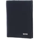 BOSS Leren Kaarthoes New Crosstown Card Case Dark Blue Donkerblauw