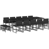 vidaXL 15-delige Tuinset met kussens poly rattan zwart