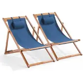 Oviala - Set van 2 blauwe eucalyptus ligstoelen blauw pacific - Socoa