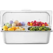 Vevor Bijgerechtcontainer Ingrediëntencontainer Gastronormcontainer van roestvrij staal (4 x 1/4 containers)