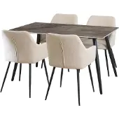 Ebuy24 Wicklow eethoek tafel met 4 stoelen grijs, beige.