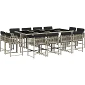 vidaXL 13-delige Tuinset met kussens poly rattan lichtgrijs