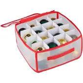 Alpina Kerstballen opbergbox | | 30 x 30 x 15 cm (Rood/Wit)