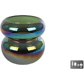 CosyDecor Windlicht Erik metallic groen glas 9x9cm