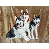 Elway Plaid 160x210 cm - Dik acryl, Husky-motief, Bruin