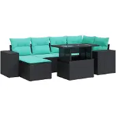 vidaXL 9-delige Loungeset met kussens poly rattan acacia zwart