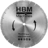 HBM zaagblad 400 mm voor Professionele Betonzaag, Bandenzaag, Motorslijper