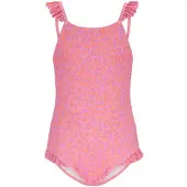 B.NOSY badpak met ruches roze/oranje Meisjes Polyester Dierenprint - maat 122/128
