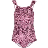 B.NOSY badpak met ruches donkerroze Meisjes Polyester Dierenprint - maat 122/128