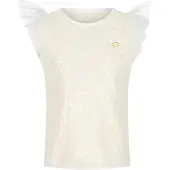 Le Chic T-shirt wit gehaakt Meisjes Katoen Ronde hals Effen - maat 104 - pailletten