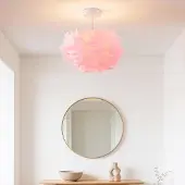 LumenXL Elegante plafondlamp Roselle met roze veren