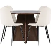 Ebuy24 Bootcut eethoek tafel Ø110cm en 4 velours stoelen mocca.
